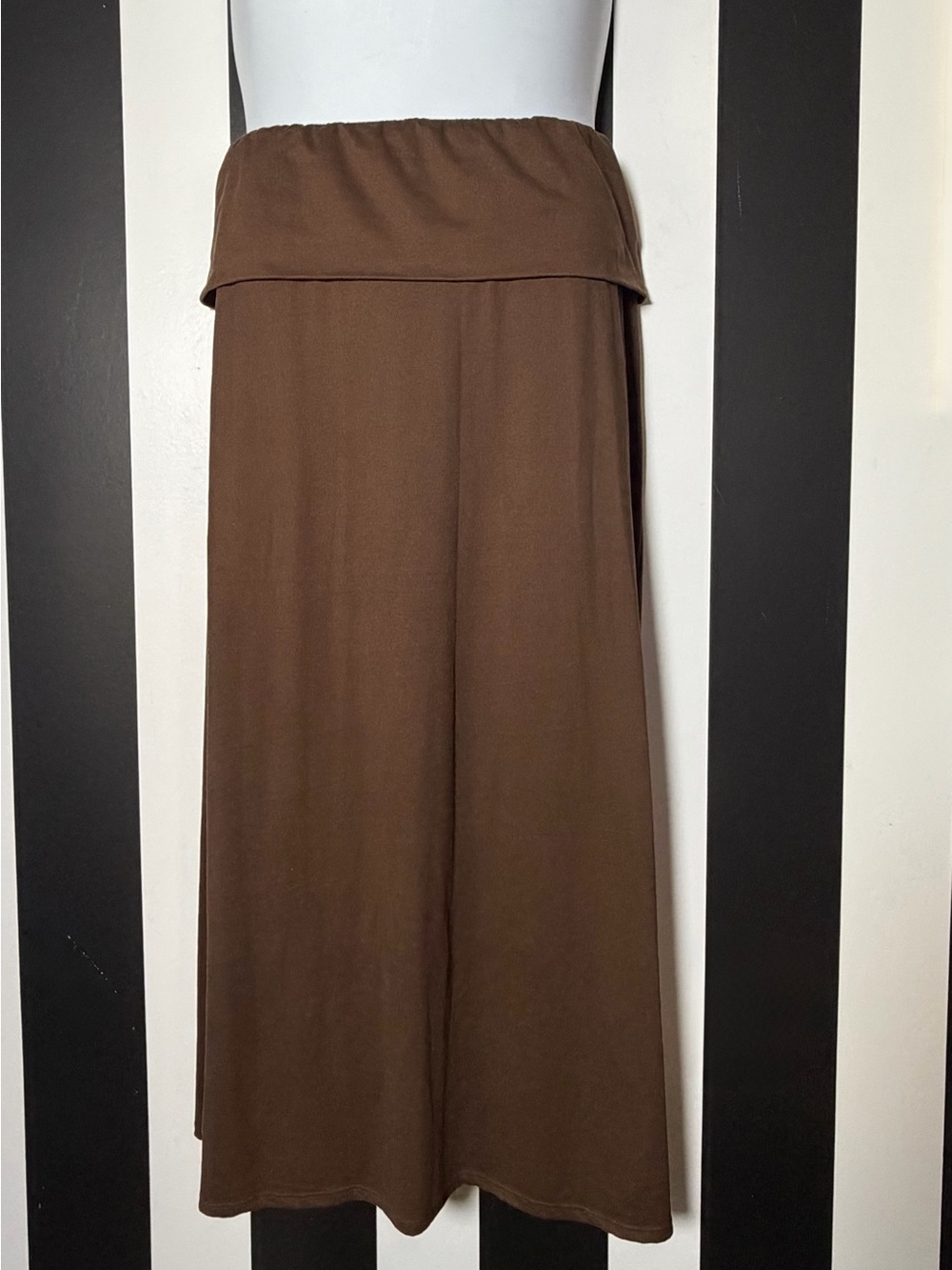Brown Fold-Over Waist Jersey Maxi Skirt - SZ XL